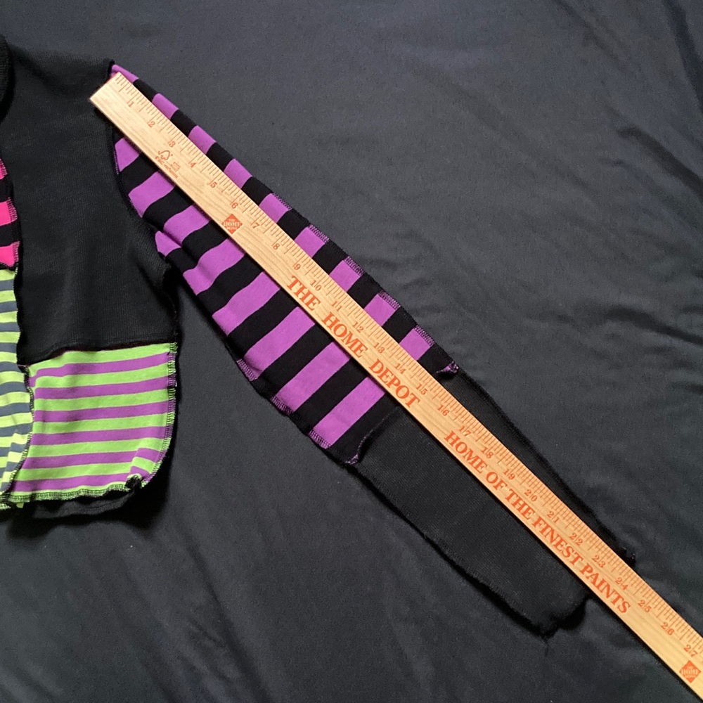 The Ragged Priest Patchwork Striped Long Sleeve Crop Pink Purple Green Size S - Picture 6 of 11